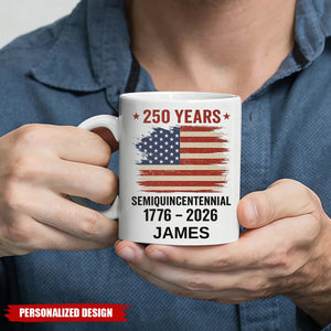 Personalized 250th Anniversary USA Mug – Patriotic American Flag Coffee Cup