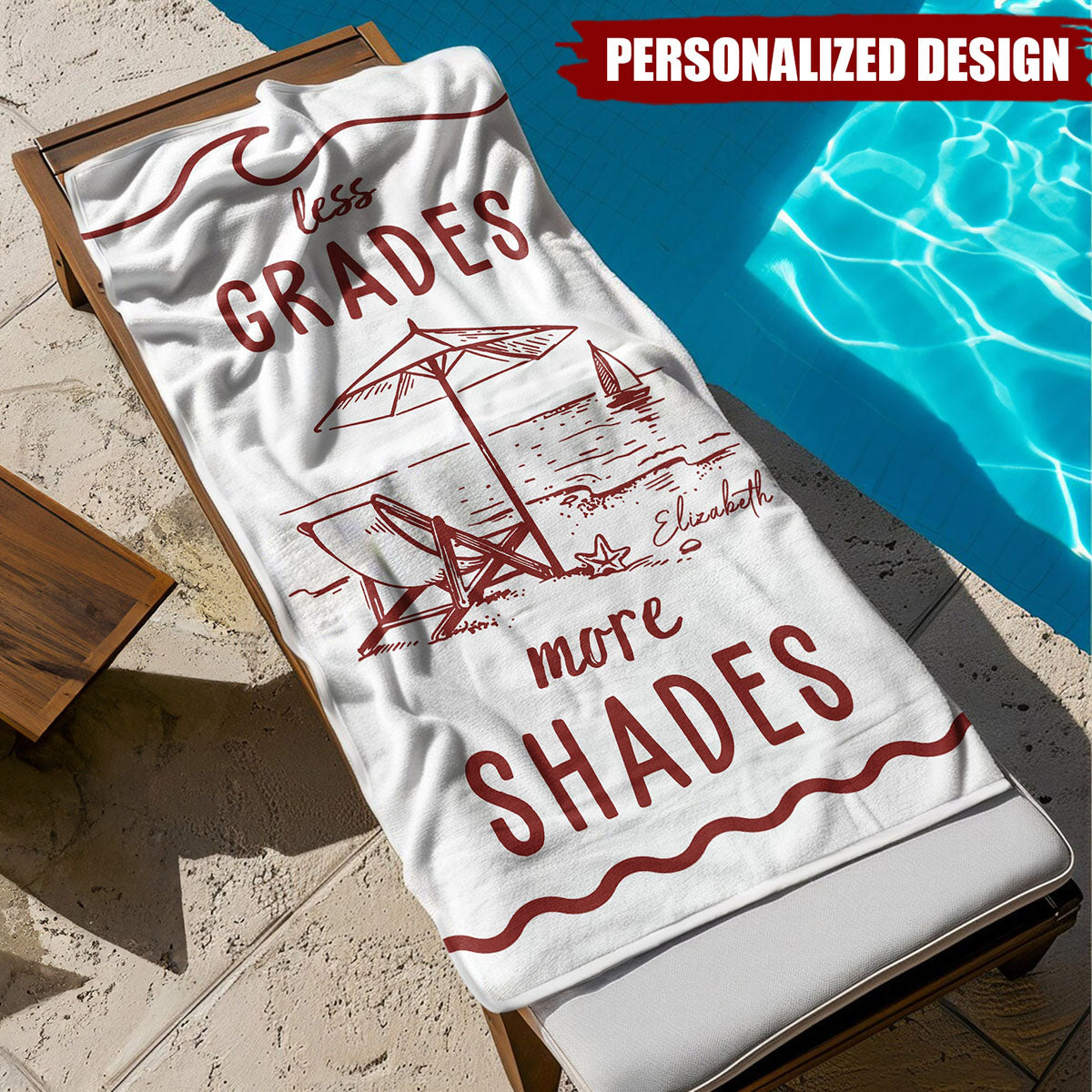 Personalized Teacher Summer Beach Towel With Funny Teacher Slogans - Custom Name