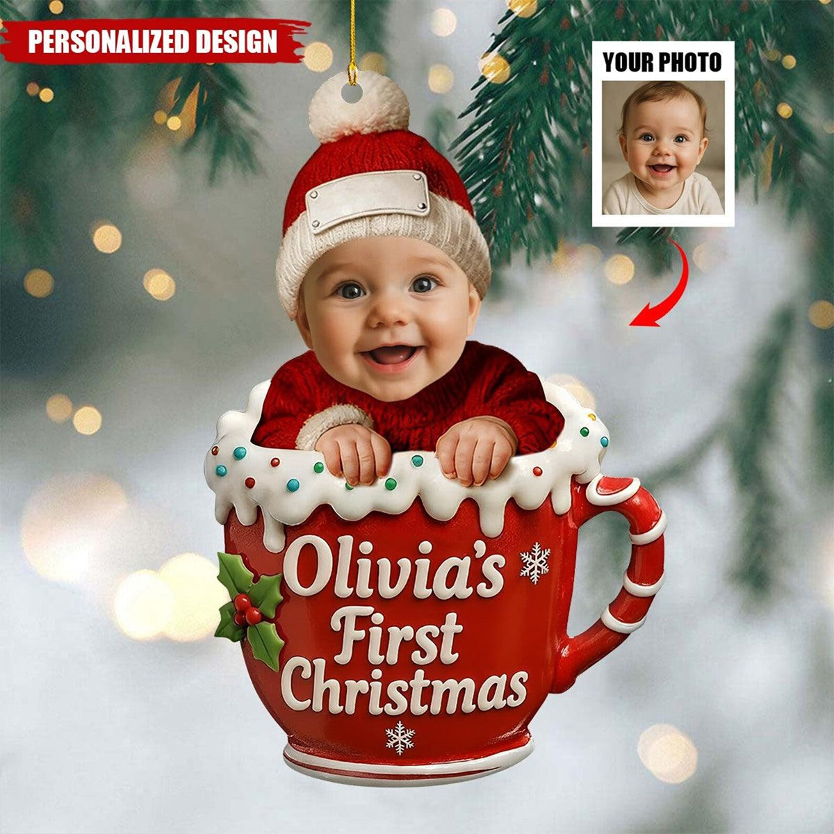 Personalized Baby’s First Christmas Mug Ornament
