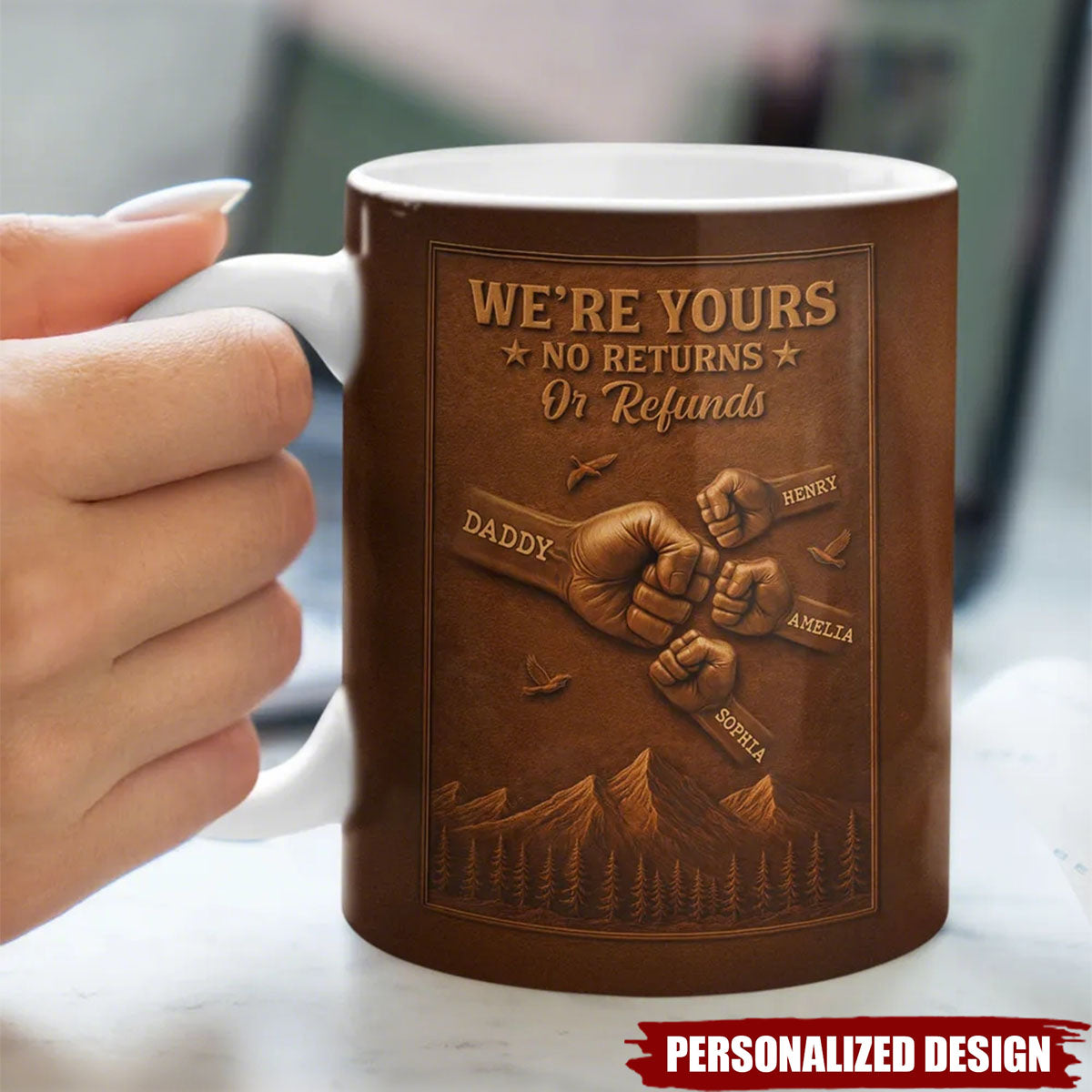 Personalized Dad Fist Bump Mug - Personalized Dad Fist Bump Mug
