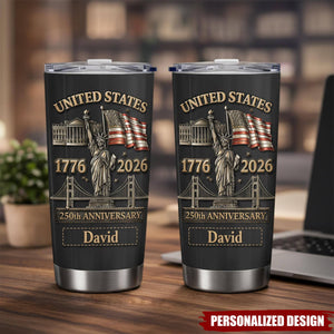 Personalized 250th Anniversary Tumbler – Gift for Him or Veteran