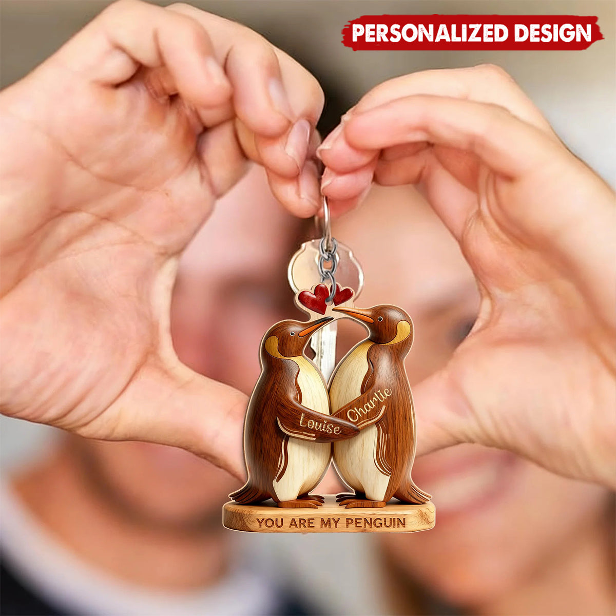 Personalized Penguin Couple  Keychain – Custom Names Gift for Couples