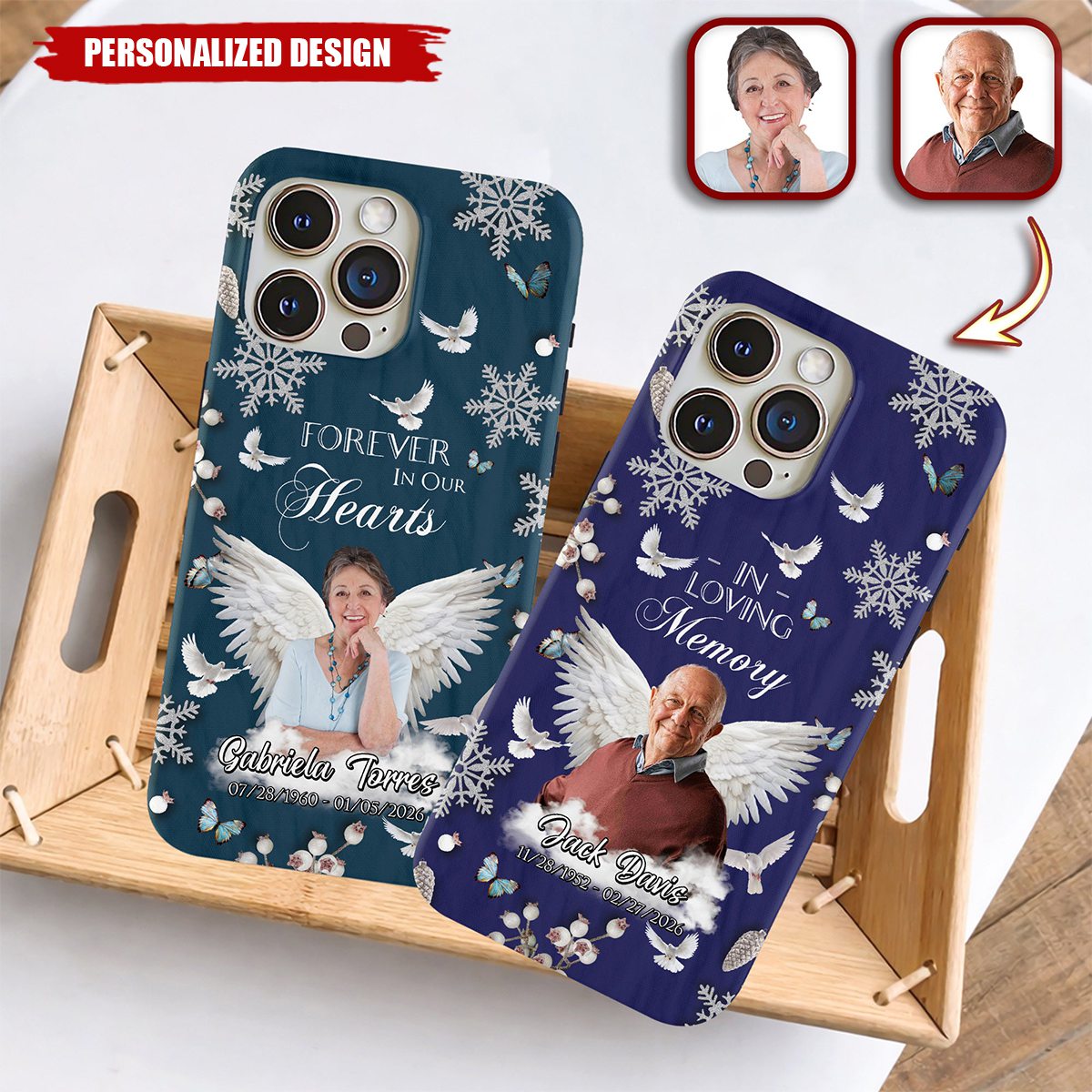Personalized In Loving Memory Phone Case - Custom Photo Angel Wings Memorial Gift