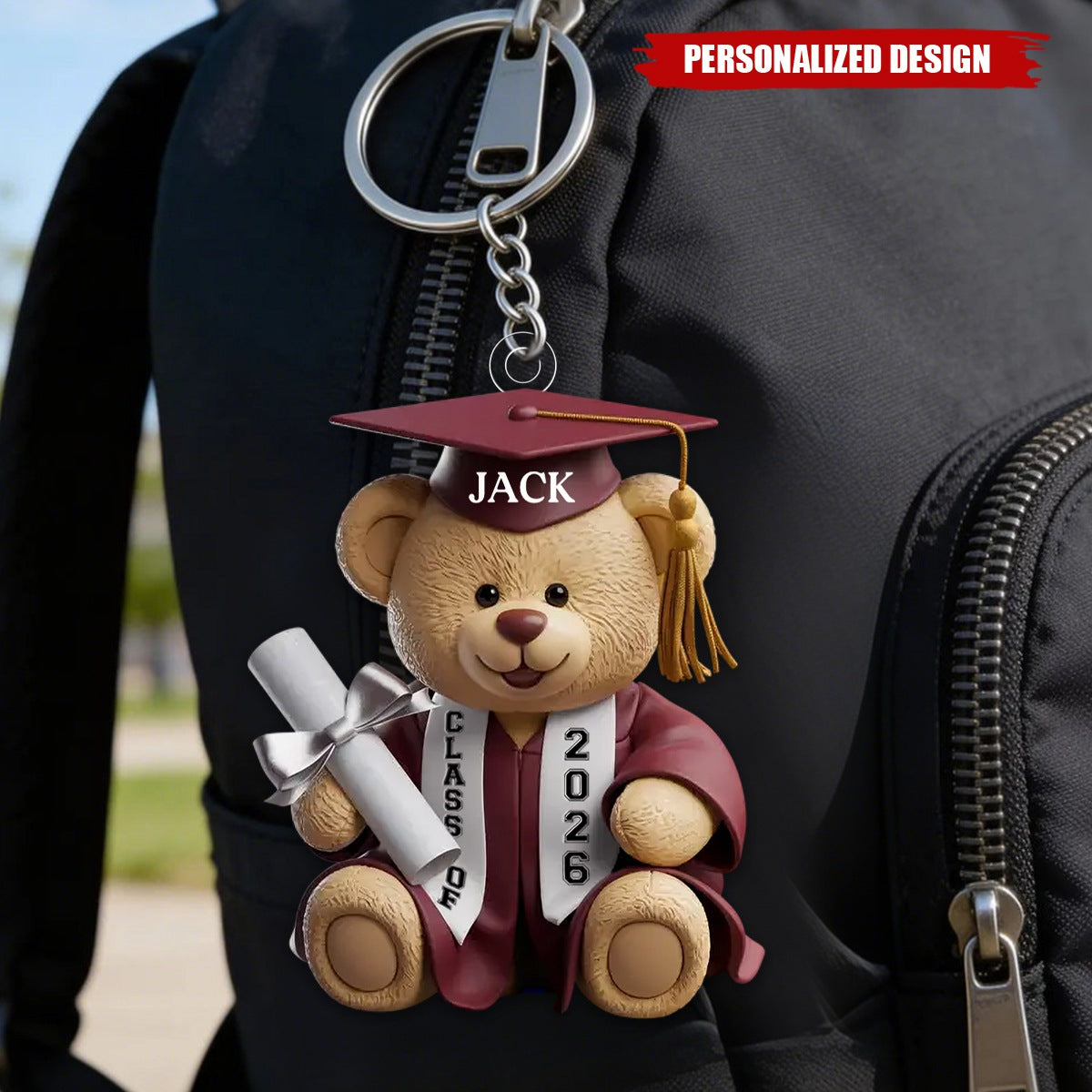 Personalized Graduation Bear Keychain - Graduation Gift For Family Members, Siblings