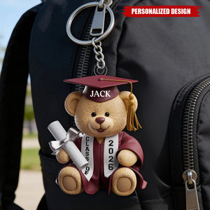 Personalized Graduation Bear Keychain - Graduation Gift For Family Members, Siblings