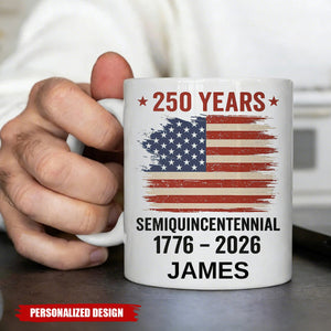 Personalized 250th Anniversary USA Mug – Patriotic American Flag Coffee Cup
