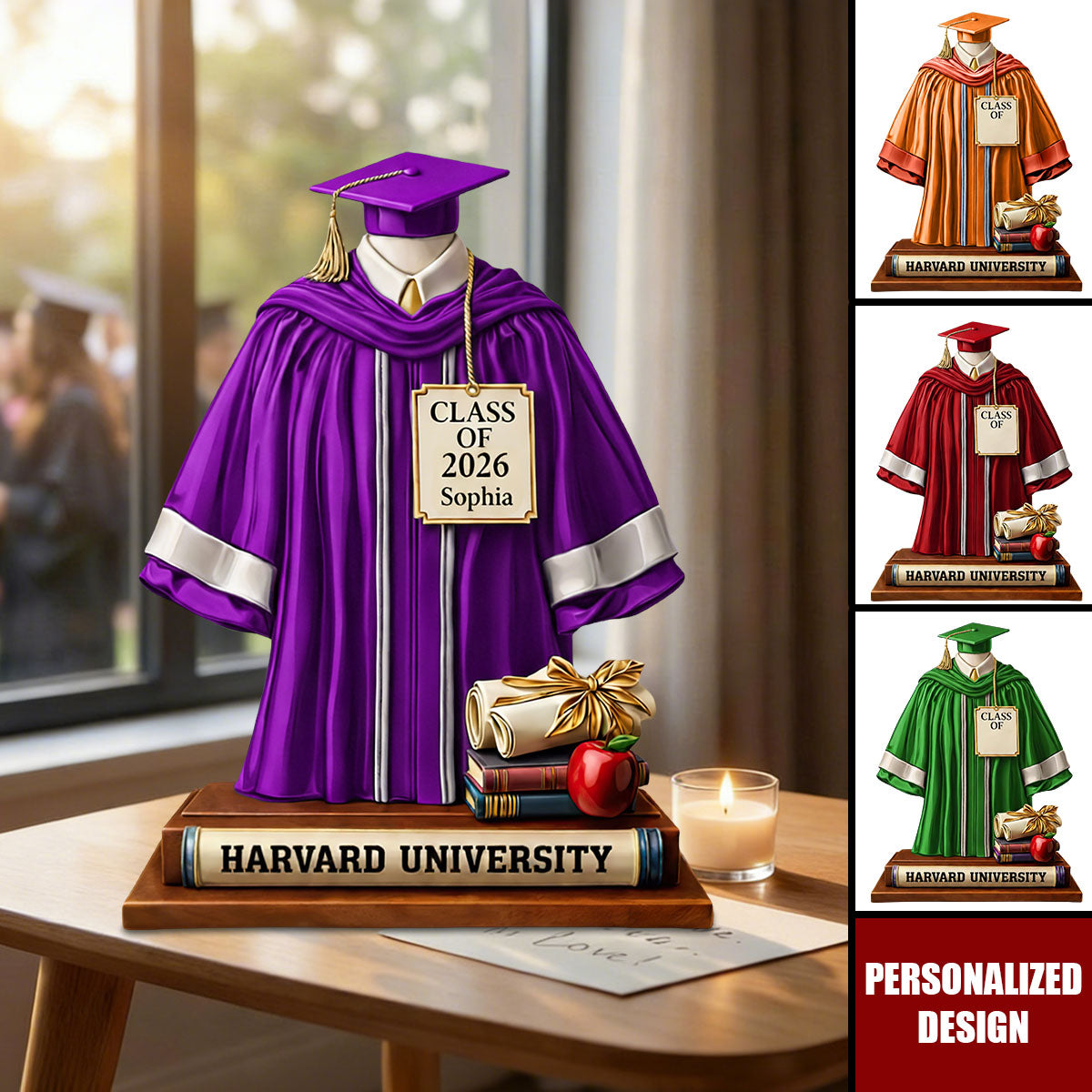 Personalized Graduation Gown Plaque - Graduation Gift for Her, For Him