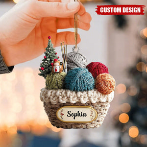 Personalized Knitting Basket Christmas Ornament - Gift For Knitting Lover