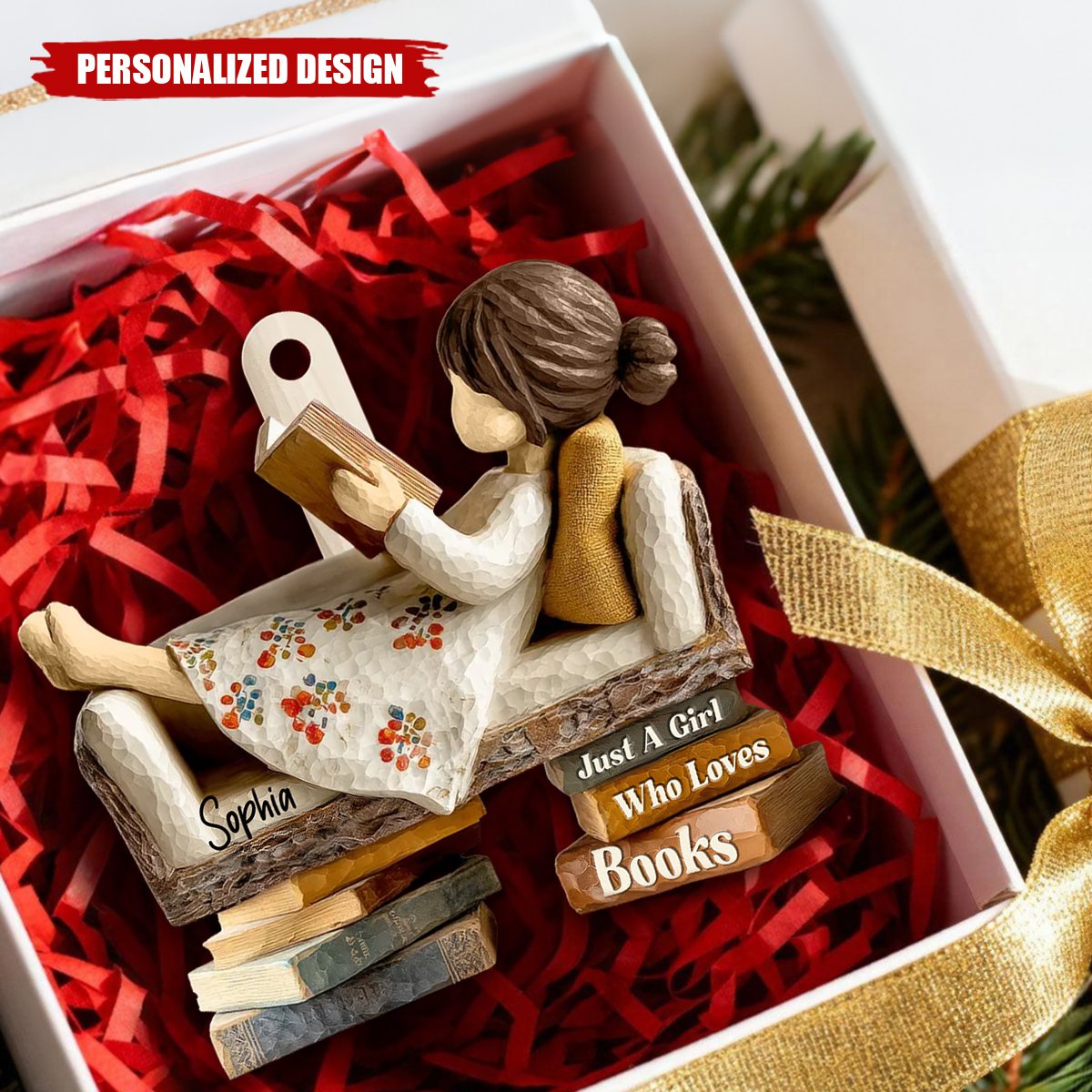 Personalized Reading Ornament – Just a Boy/Girl Who Loves Books