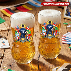 Personalized Best Dad Ever Soccer Beer Glass - Custom Name Number