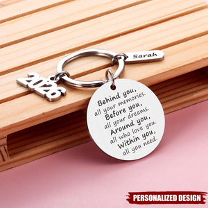 Personalized 2026 Graduation Keychain - Custom Name Inspirational Gift