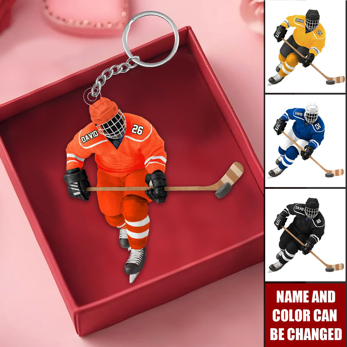 Personalized Ice Hockey Player Keychain — Gifts For Sport Lovers