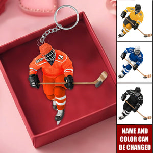 Personalized Ice Hockey Player Keychain — Gifts For Sport Lovers