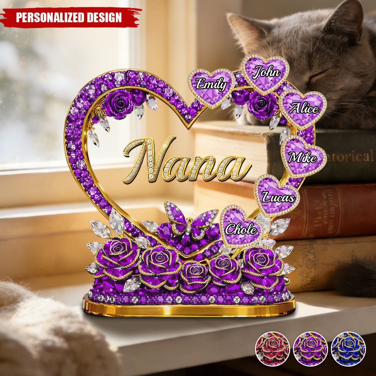 Personalized Heart Acrylic Plaque with Custom Family Names-Gift For Mom & Grandma