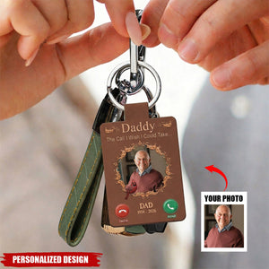 Personalized Memorial Leather Keychain - Custom Photo "The Call I Wish I Could Take" Memorial Gifts