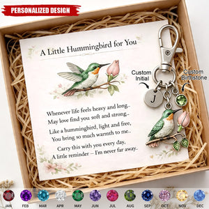 A Little Hummingbird for You keychain - Custom Initial & Birthstone Memorial Gift