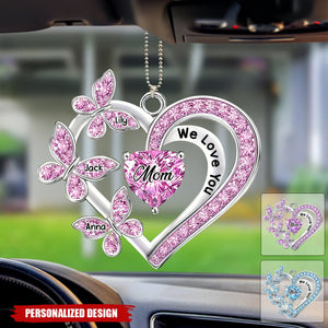 Personalized Mom Heart Butterfly Car Ornament - Mother's Day Gift