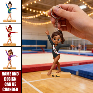 Personalized Gymnast Keychain – Custom Name Gymnast Gift For girls