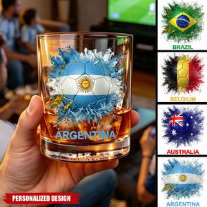 Personalized Country Flag Soccer Whiskey Glass - Custom Name