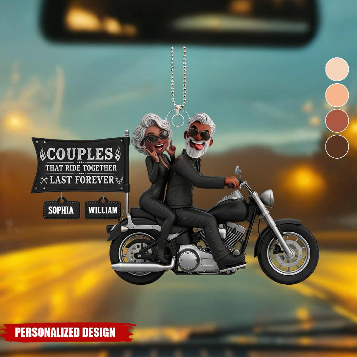 Couples That Ride Together Personalized Car Ornament - Gift For Couples