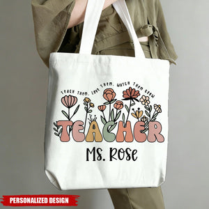 Personalized Floral Teacher Tote Bag – Teacher Appreciation Gifts