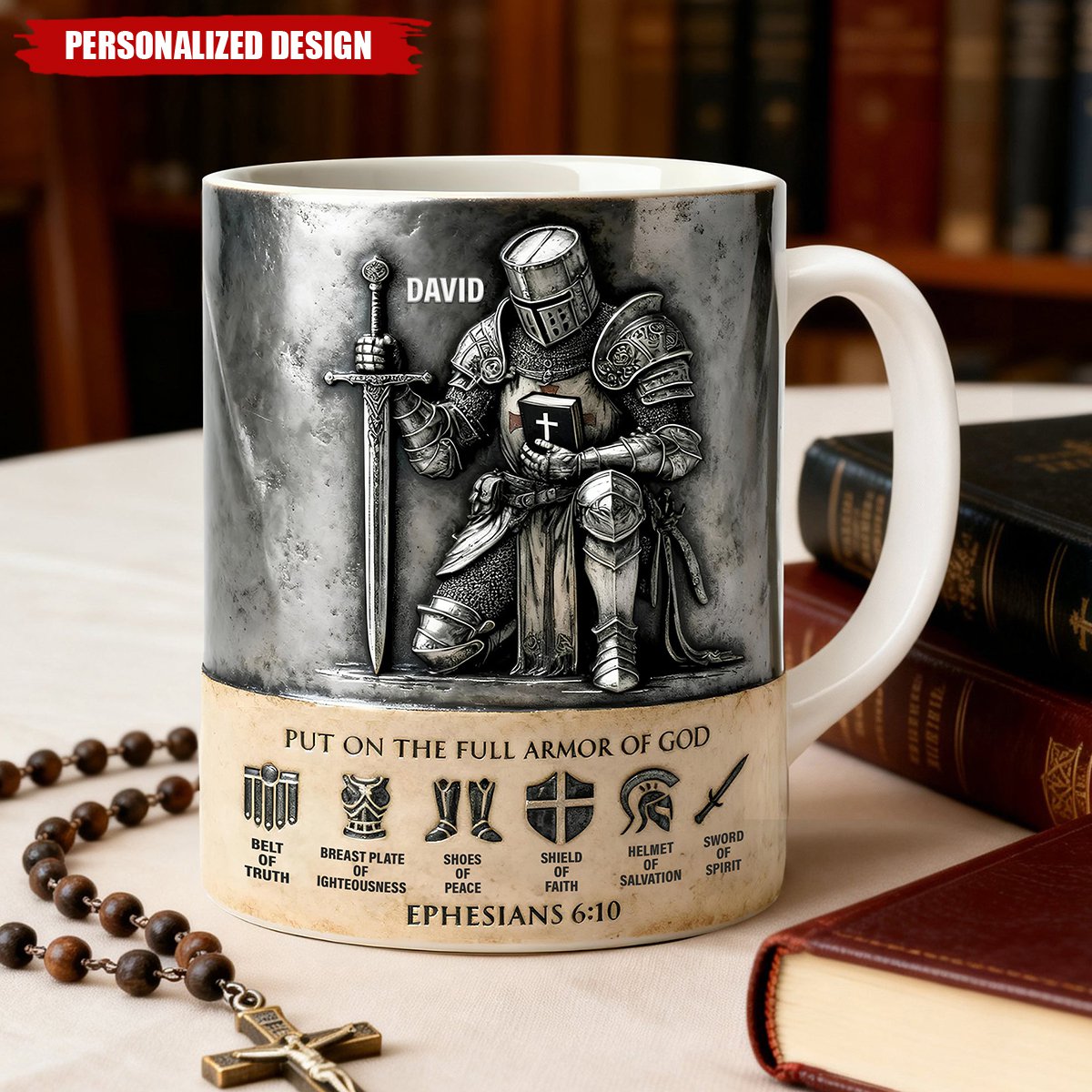 Personalized Full Armor of God Knight Mug – Gift For Christian