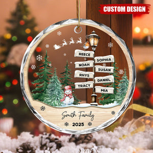 Personalized Family Name Street Sign Glass Christmas Ornament – Custom 2025 Holiday Keepsake