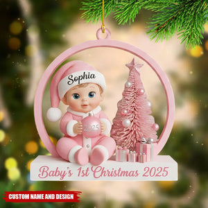 Personalized Baby’s 1st Christmas Ornament 2025 – Custom Name Keepsake for New Parents