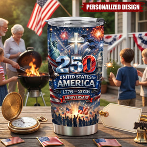 Personalized Unique USA 250 Year Freedom Custom Name Stainless Steel Tumbler