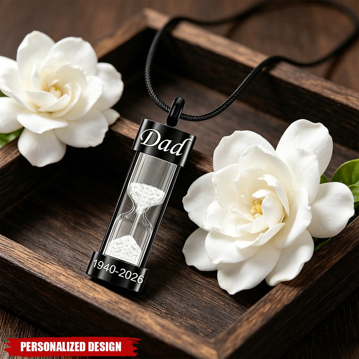 Personalized Hourglass Urn Necklace for Ashes - Custom Engraved Memorial Jewelry