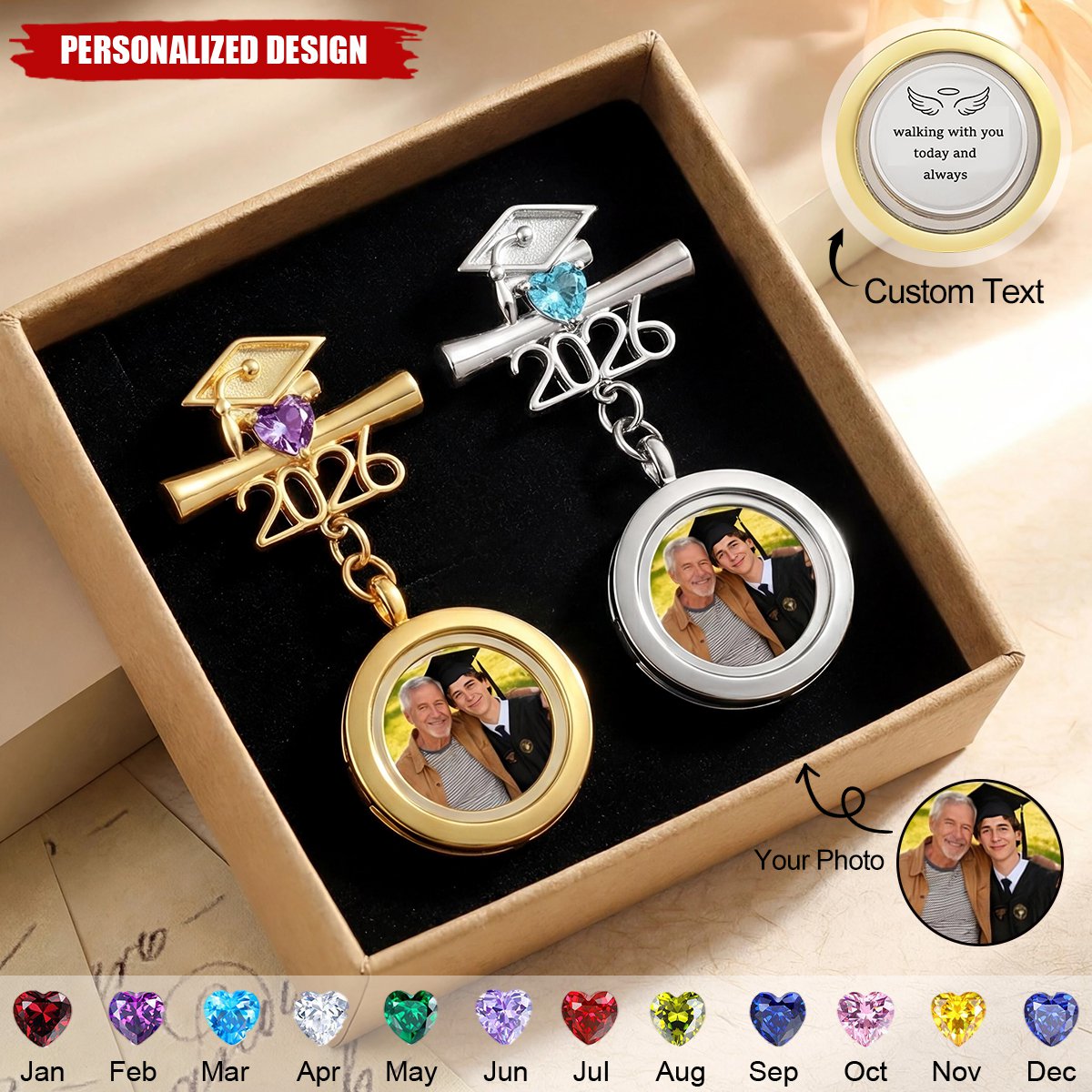 Walking With You Today and Always Graduation Pin - Remembering Loved Ones Gift