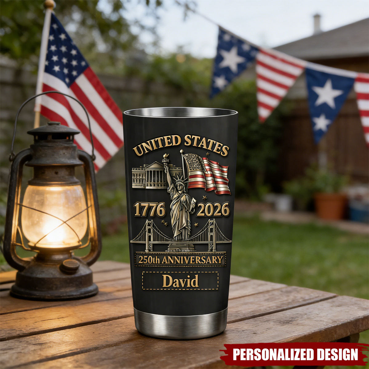 Personalized 250th Anniversary Tumbler – Gift for Him or Veteran