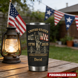 Personalized 250th Anniversary Tumbler – Gift for Him or Veteran
