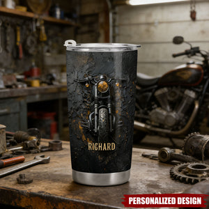 Personalized Motorcycle Tumbler - Custom Name Gift for Bikers
