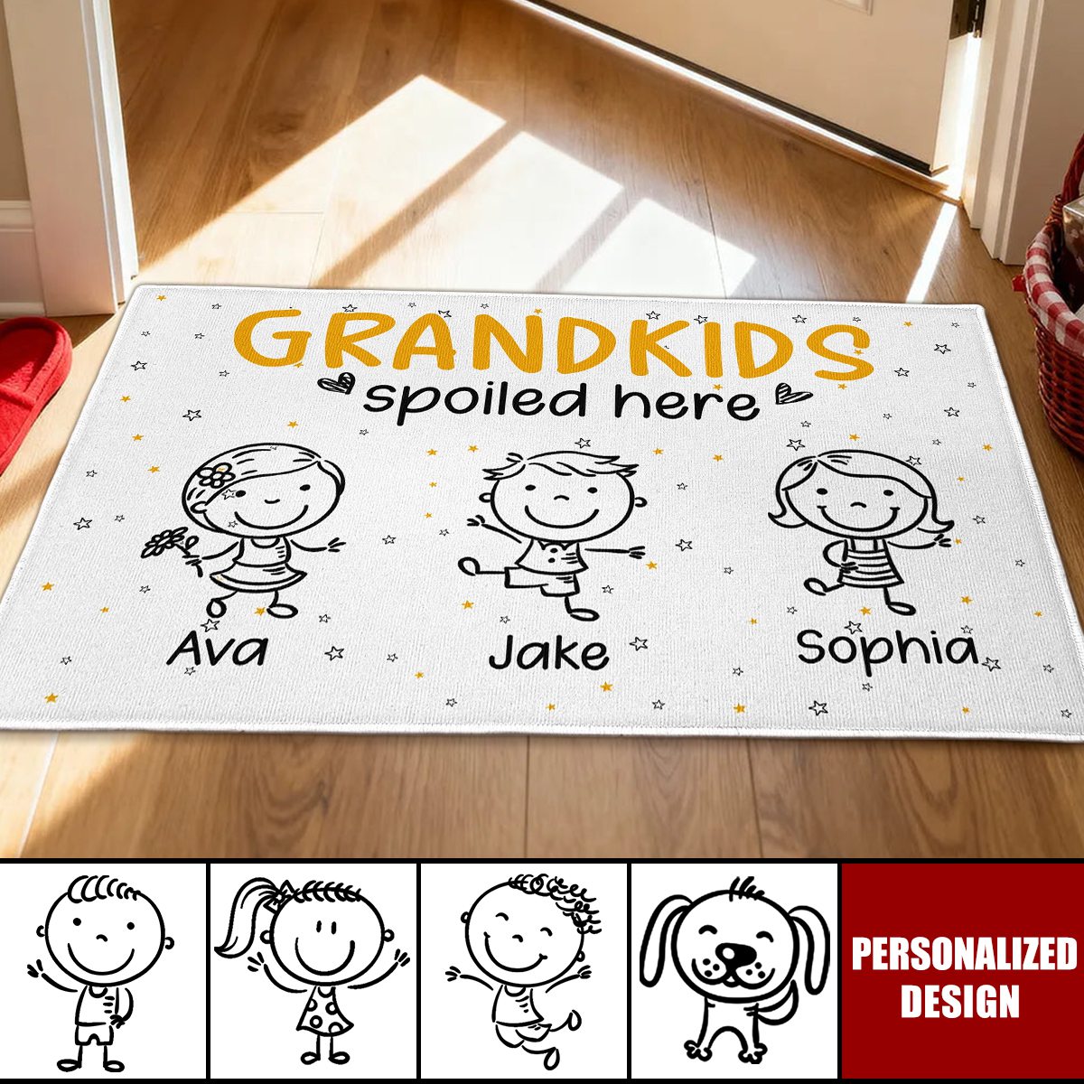 Personalized Grandkids Spoiled Here Doormat - Custom Name Grandparent Gift