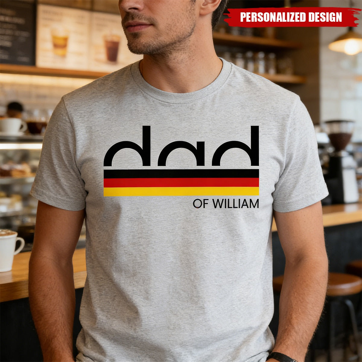 Custom Kid Name Dad Flag T-Shirt- Patriotic Father's Day Gift