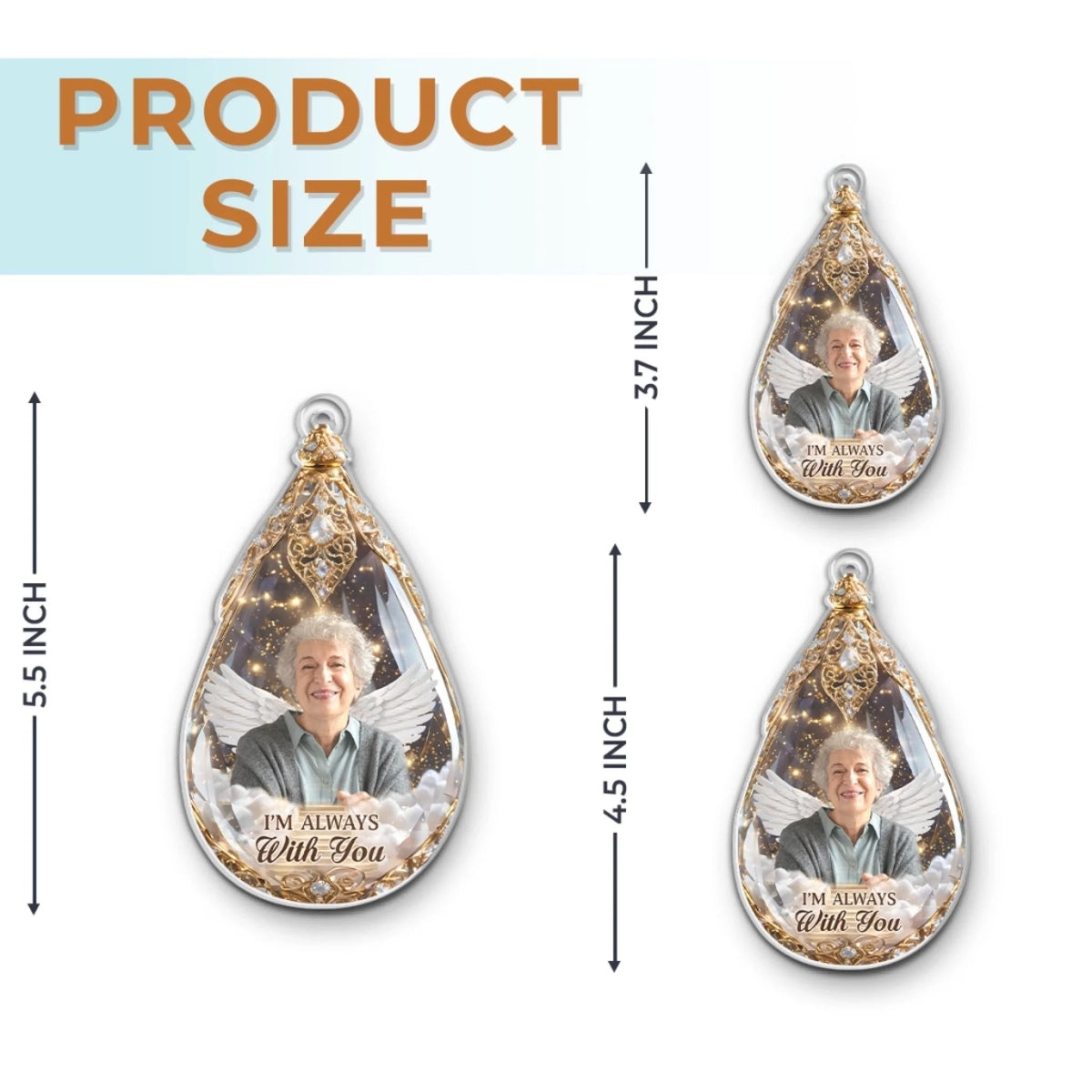 Personalized Memorial Angel Ornament – “I’m Always With You” Custom Photo Keepsake