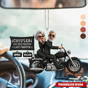 Couples That Ride Together Personalized Car Ornament - Gift For Couples