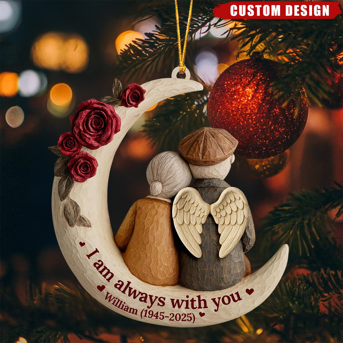 Personalized Memorial Moon Ornament – “I Am Always With You” Keepsake