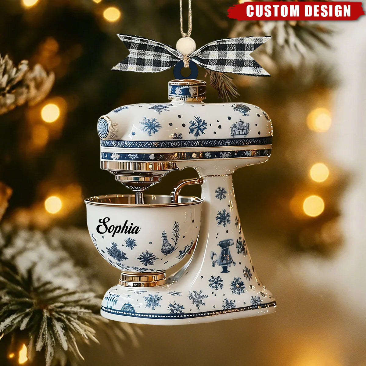 Personalized Kitchen Mixer Christmas Ornament – Custom Name Gift for Bakers