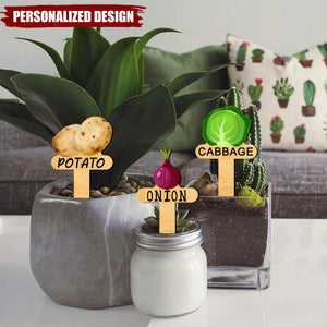 Personalized Vegetable Garden Markers - Wooden Plant Labels for Gardeners