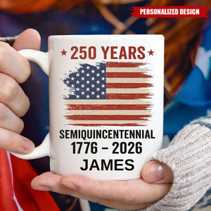 Personalized 250th Anniversary USA Mug – Patriotic American Flag Coffee Cup
