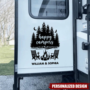 Personalized Forest Campfire RV Camper Window Decal - Gift For Camper Van Road Trip Lovers