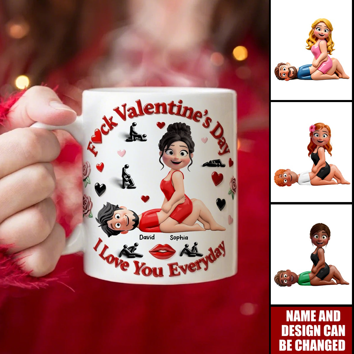 Personalized Couple Cartoon Mug – Funny Valentine’s Day Gift with Custom Names