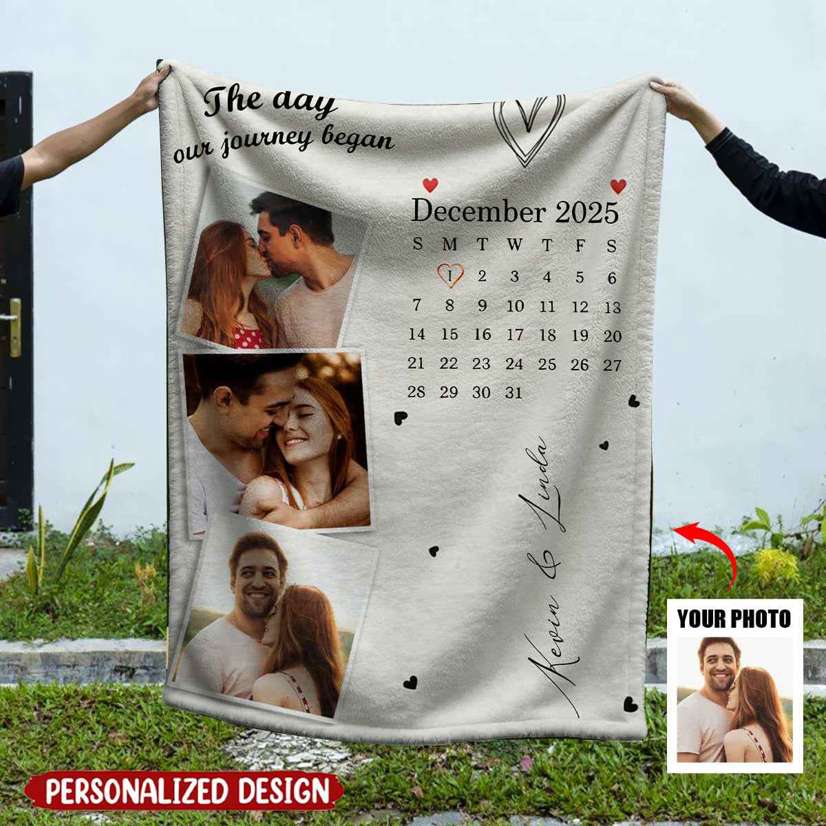 Personalized Couple Blanket - When We Met Custom Photos And Calendar