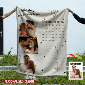 Personalized Couple Blanket - When We Met Custom Photos And Calendar