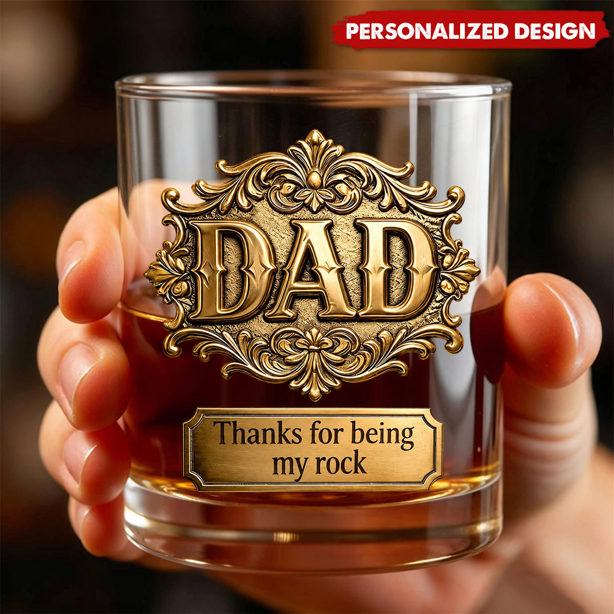 Custom Title  Whiskey Glass - Father’s Day Gift for Him