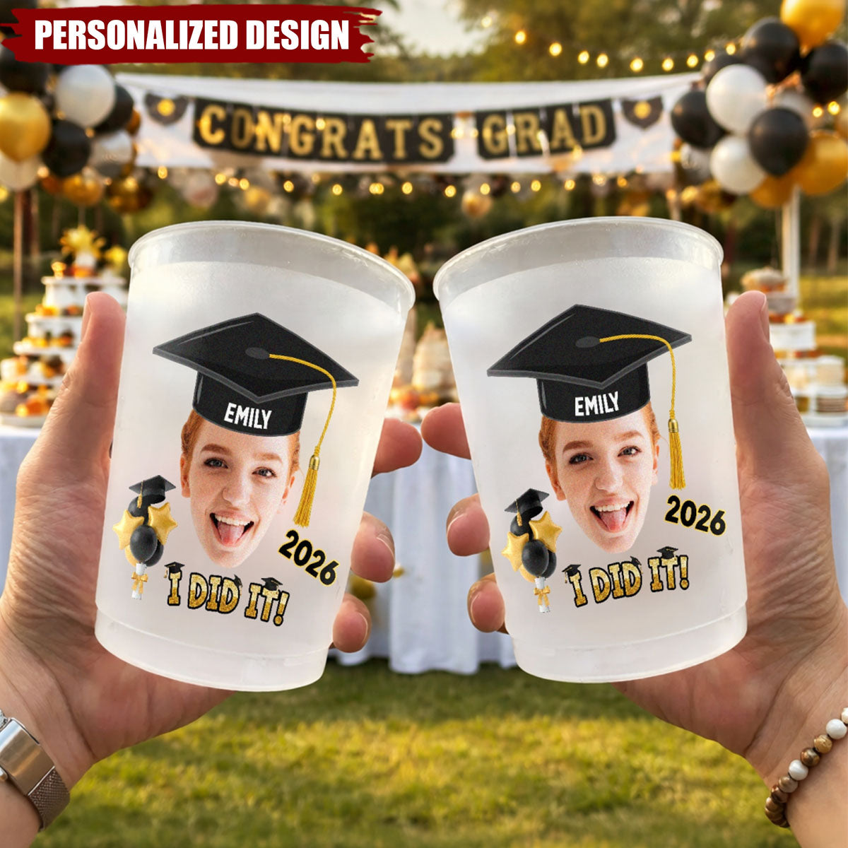 Custom Face Graduation Party Cups - Unique Gift For Grads
