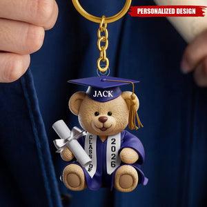 Personalized Graduation Bear Keychain - Graduation Gift For Family Members, Siblings