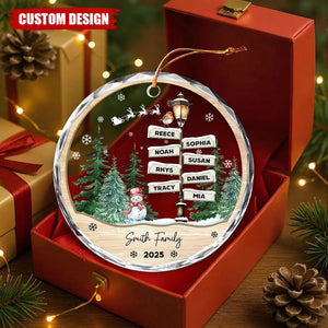 Personalized Family Name Street Sign Glass Christmas Ornament – Custom 2025 Holiday Keepsake